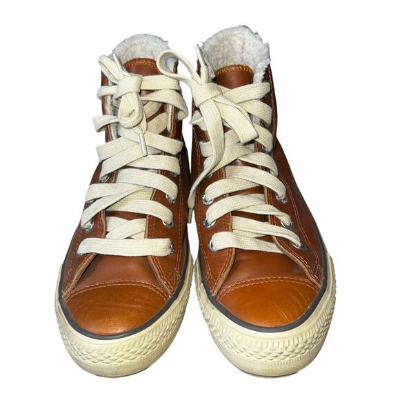 Converse Chuck Taylor All Star brown High-Top Leather Sneakers Men size 6 W- 8 - Picture 2 of 8